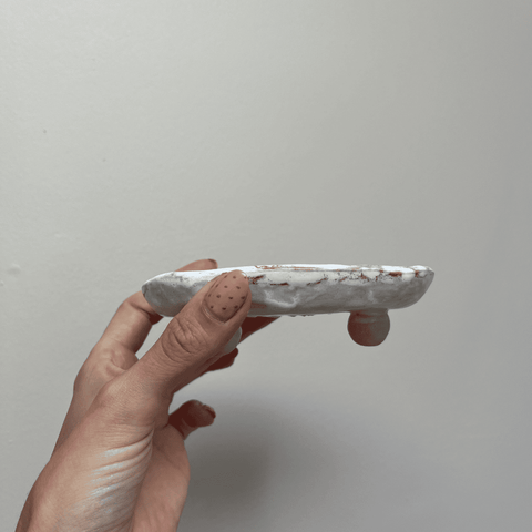 Porte-savon grès blanc rose